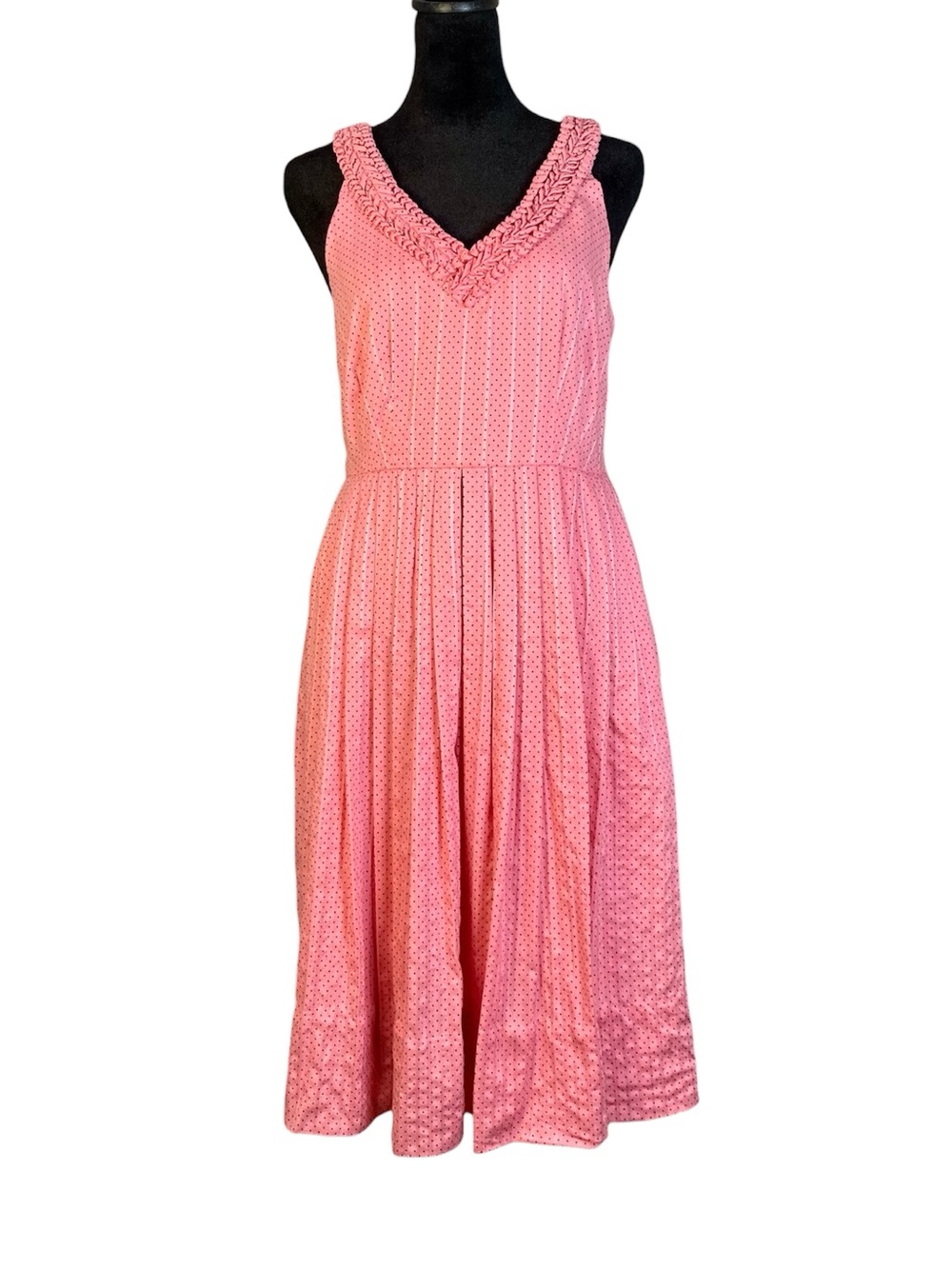 Anthropologie Moulinette Soeurs Melon Ball Pink Polka Dot Midi Dress Size 4
